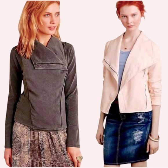 Anthropologie Jackets & Blazers - Anthropologie Quilted Moto Jacket Large Ivory SOFT Breathable Zip Front Drapey